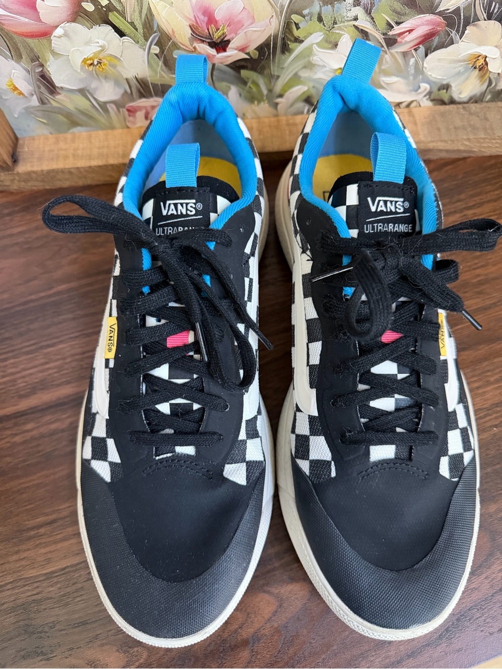 Vans Checkerboard Ultrarange Sneakers - Black, White & Blue